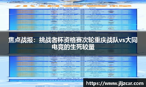 焦点战报：挑战者杯资格赛次轮重庆战队vs大同电竞的生死较量